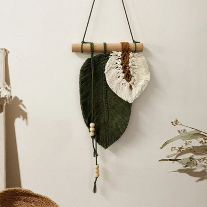 Handmade macrame leaf wall hanging