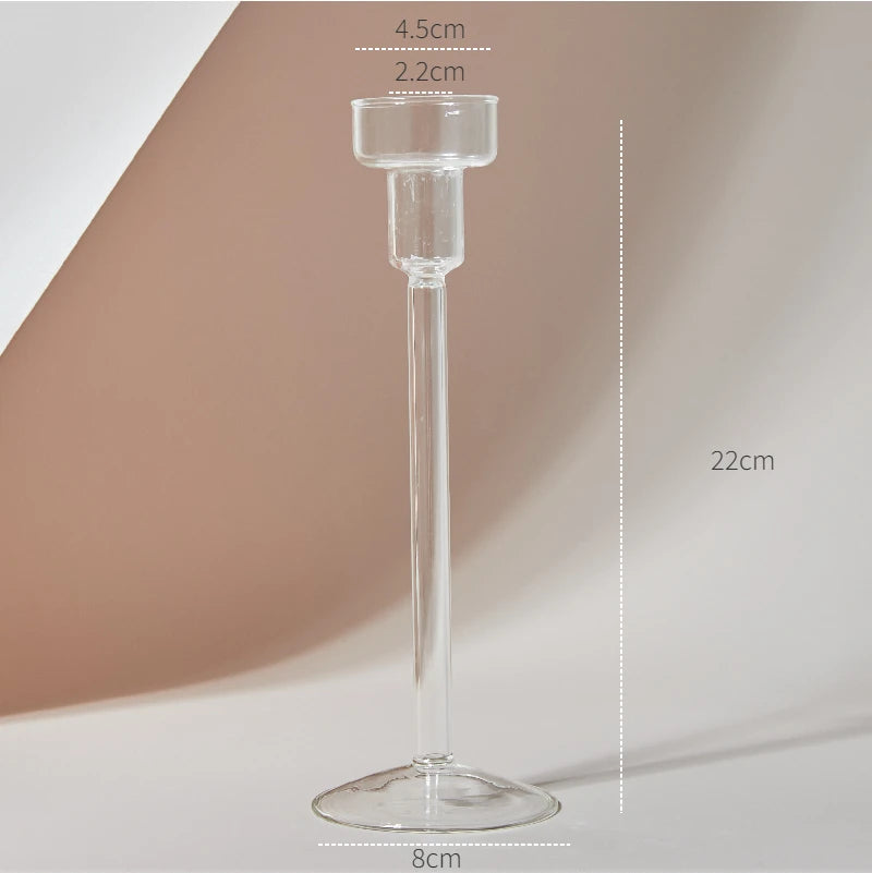 Clear glass Nordic candle holder with candlelight