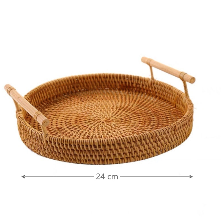 Round Rattan Serving Tray