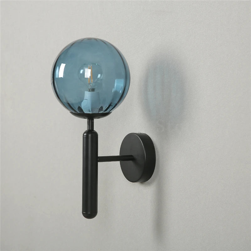 Blue Glass Wall Sconce – Modern Ambient Light Fixture - Grace & Ashes