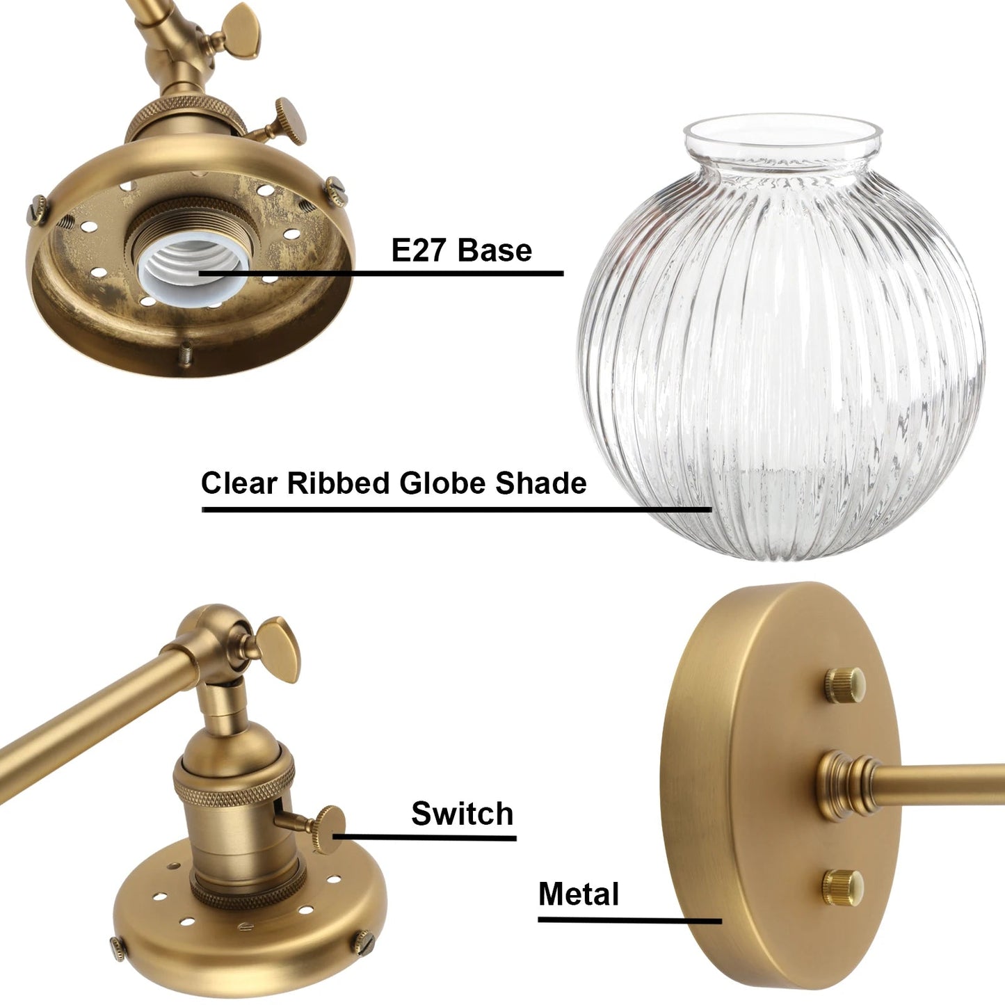 Double Globe Clear Glass Wall Light - Grace & Ashes
