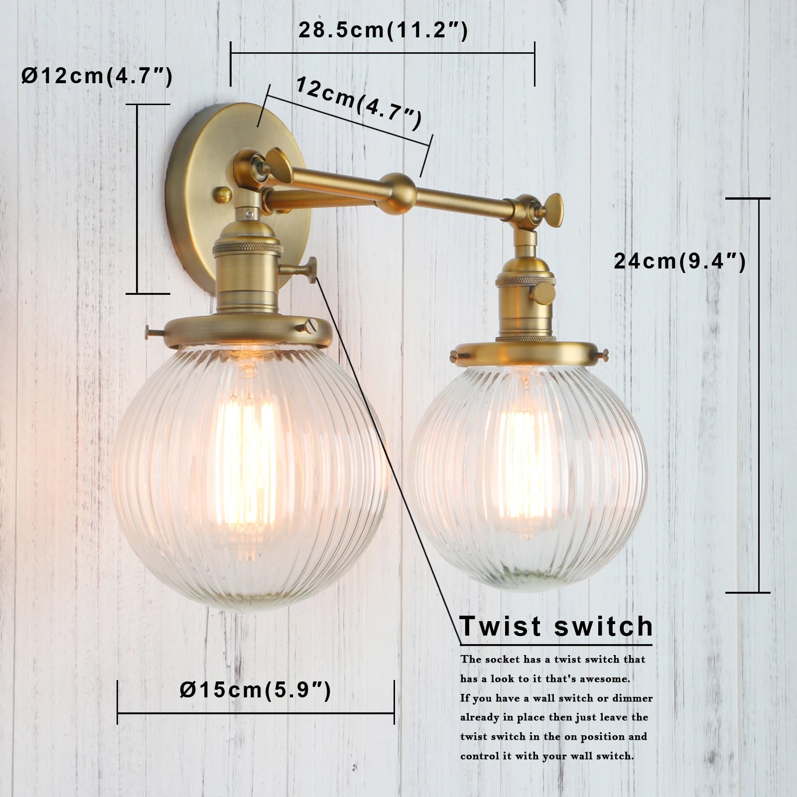 Double Globe Clear Glass Wall Light - Grace & Ashes