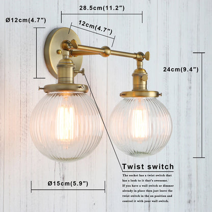 Double Globe Clear Glass Wall Light - Grace & Ashes