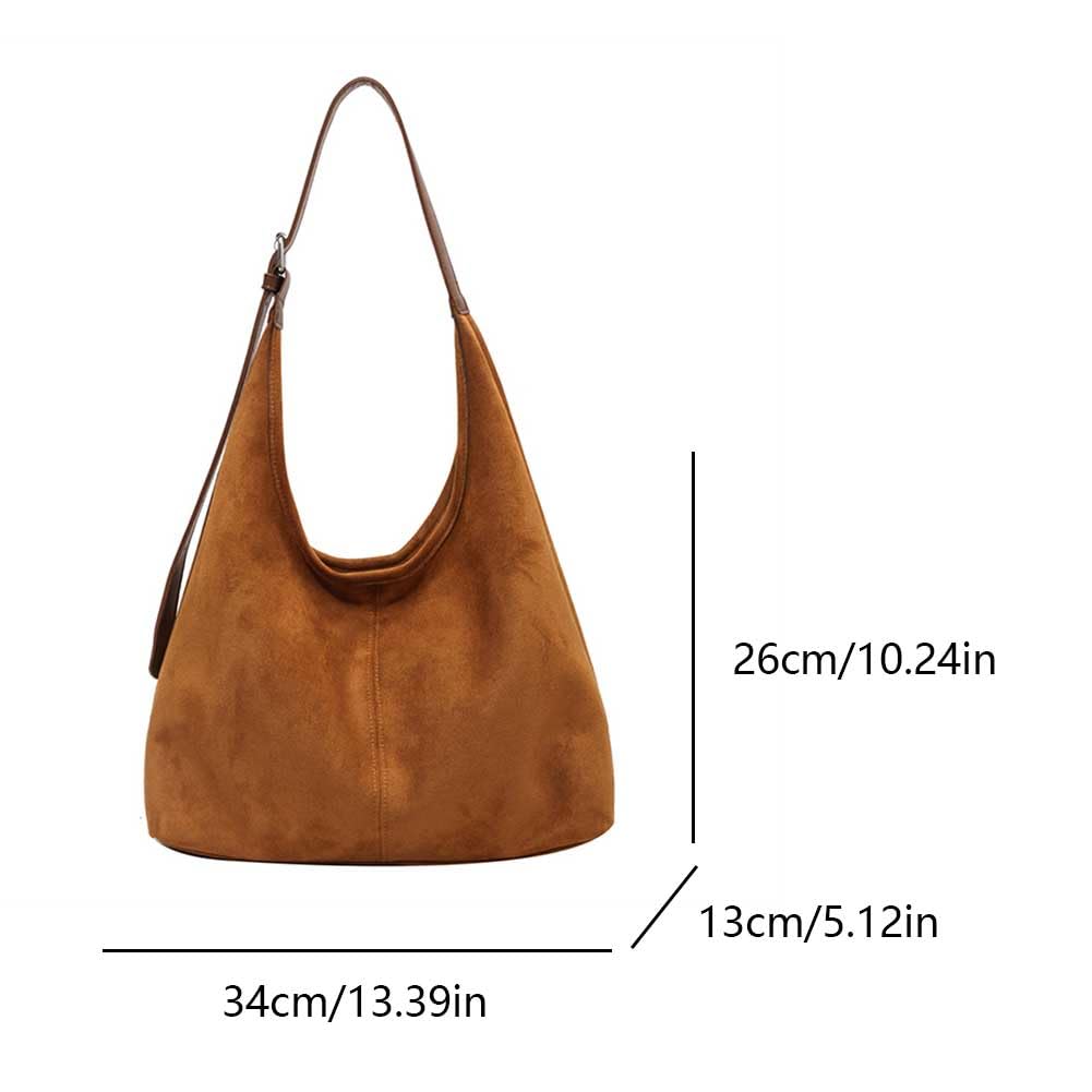 Faux Suede Hobo Tote Bag – Adjustable Slouchy Shoulder Bag - Grace & Ashes