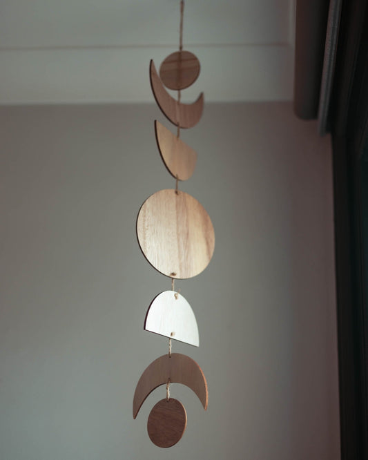 Handcrafted Wooden Moon Phase Garland - Grace & Ashes
