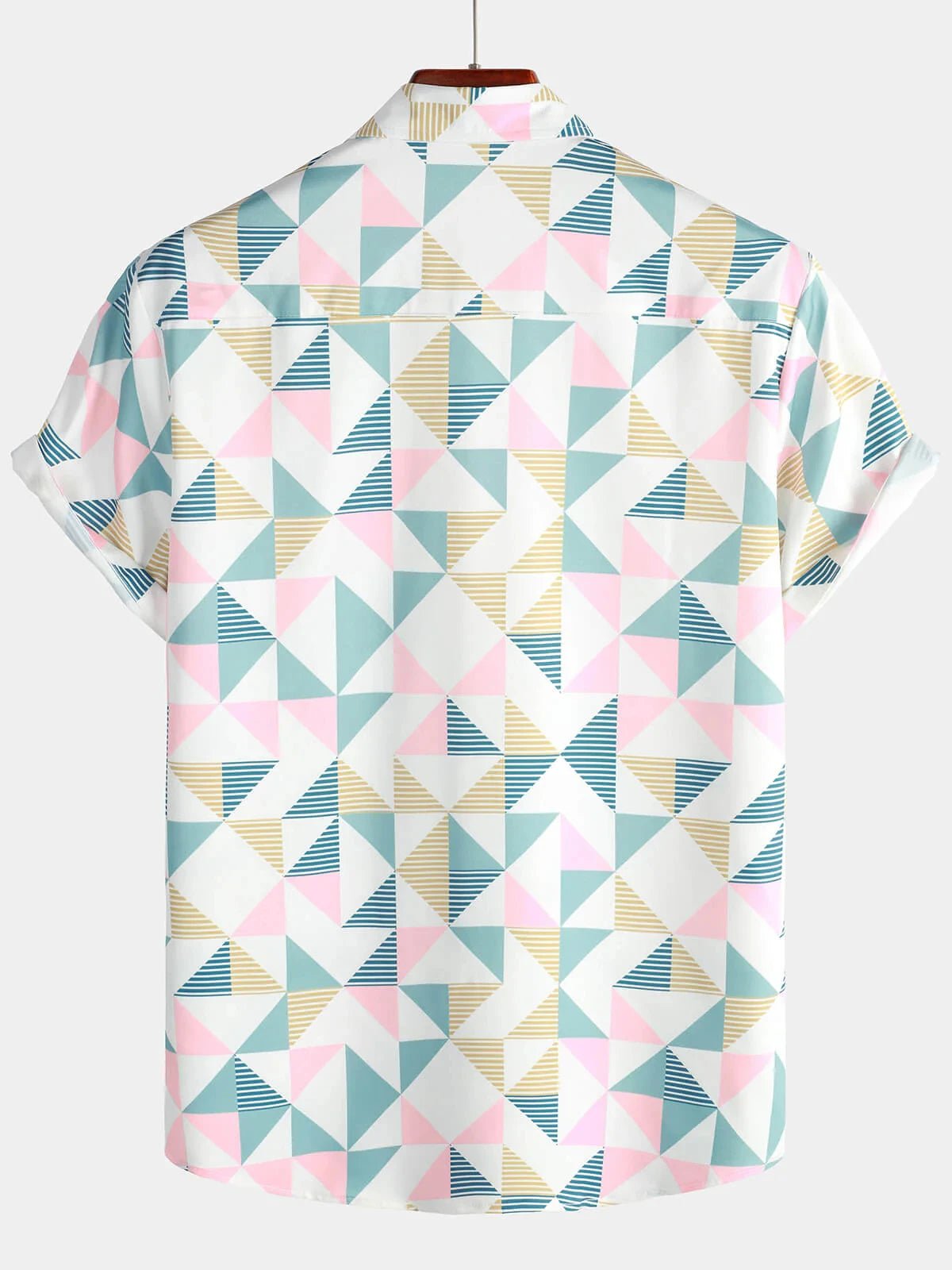 Men's Casual Art Triangle Geometric Print Summer Short Sleeve Beach Shirt - Grace & Ashes