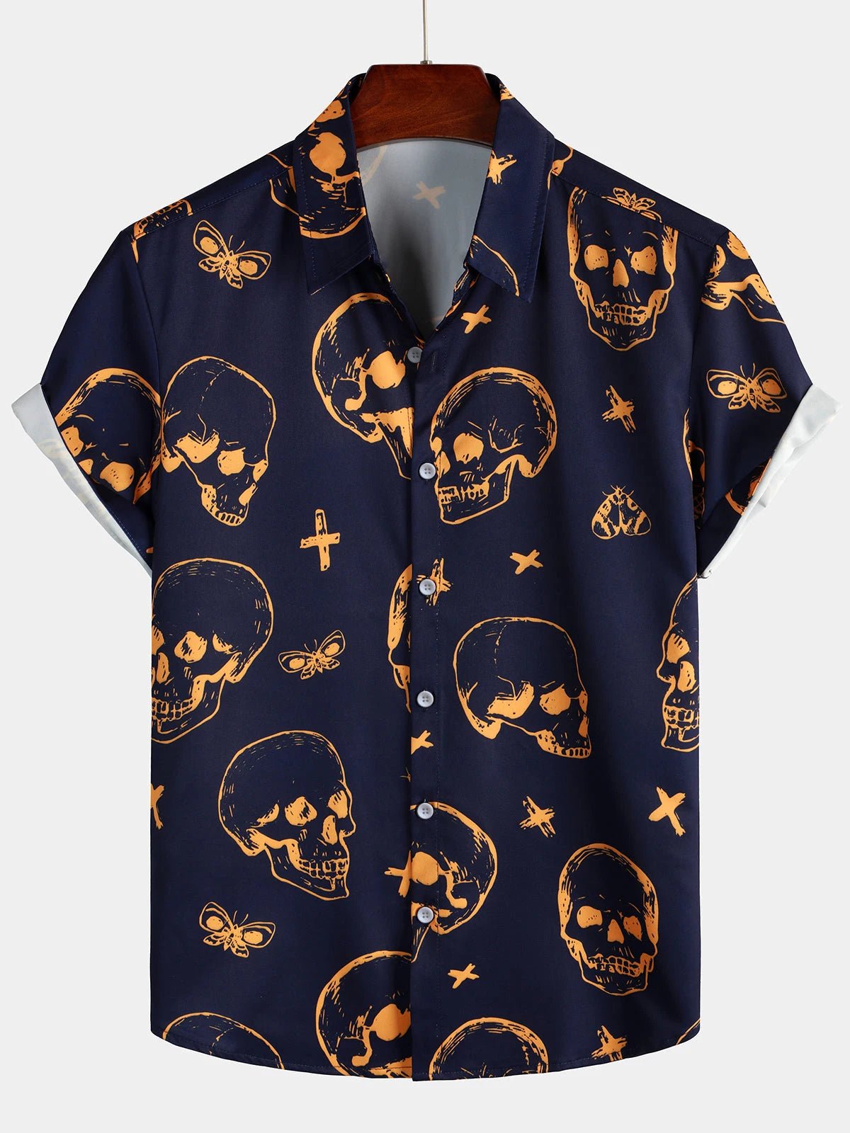 Men's Skull Pattern Short Sleeve Shirt - Grace & Ashes