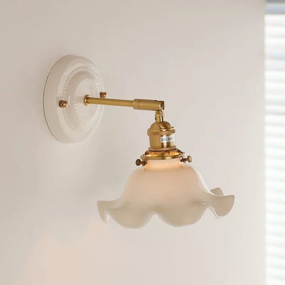 Modern Ceramic & Copper LED Wall Sconce – Adjustable Light for Bed, Bath & Hallway - Grace & Ashes