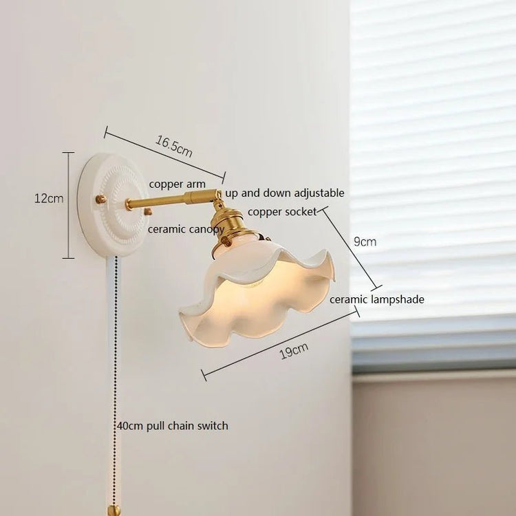Modern Ceramic & Copper LED Wall Sconce – Adjustable Light for Bed, Bath & Hallway - Grace & Ashes