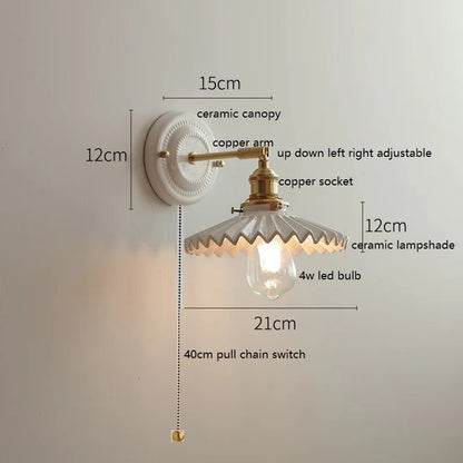 Modern Ceramic & Copper LED Wall Sconce – Adjustable Light for Bed, Bath & Hallway - Grace & Ashes