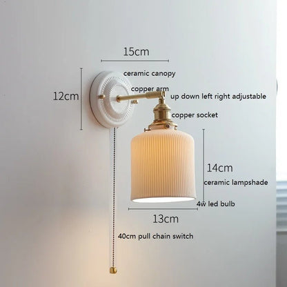 Modern Ceramic & Copper LED Wall Sconce – Adjustable Light for Bed, Bath & Hallway - Grace & Ashes