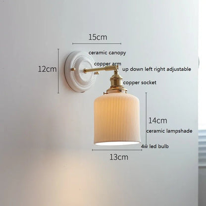 Modern Ceramic & Copper LED Wall Sconce – Adjustable Light for Bed, Bath & Hallway - Grace & Ashes