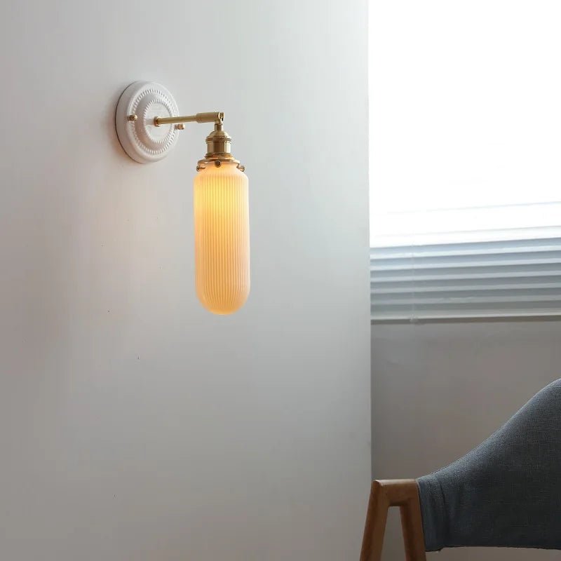 Nordic Ceramic Wall Sconce – Modern LED Light with Knob Switch - Grace & Ashes