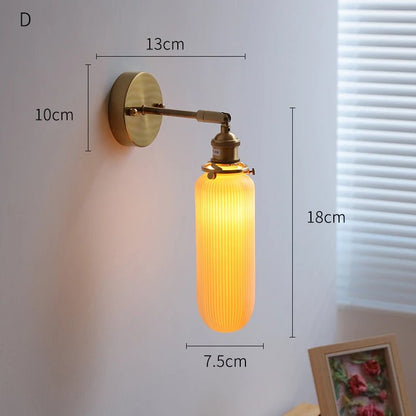 Nordic Ceramic Wall Sconce – Modern LED Light with Knob Switch - Grace & Ashes