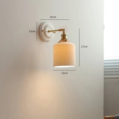 Nordic Ceramic Wall Sconce – Modern LED Light with Knob Switch - Grace & Ashes