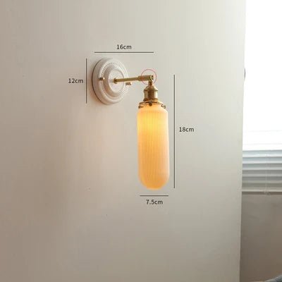 Nordic Ceramic Wall Sconce – Modern LED Light with Knob Switch - Grace & Ashes