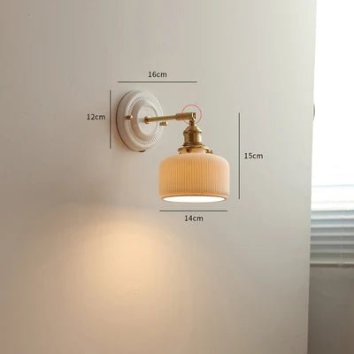 Nordic Ceramic Wall Sconce – Modern LED Light with Knob Switch - Grace & Ashes