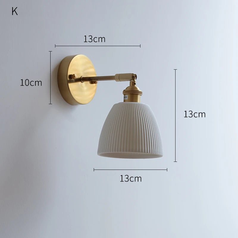 Nordic Ceramic Wall Sconce – Modern LED Light with Knob Switch - Grace & Ashes