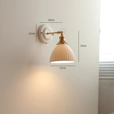 Nordic Ceramic Wall Sconce – Modern LED Light with Knob Switch - Grace & Ashes