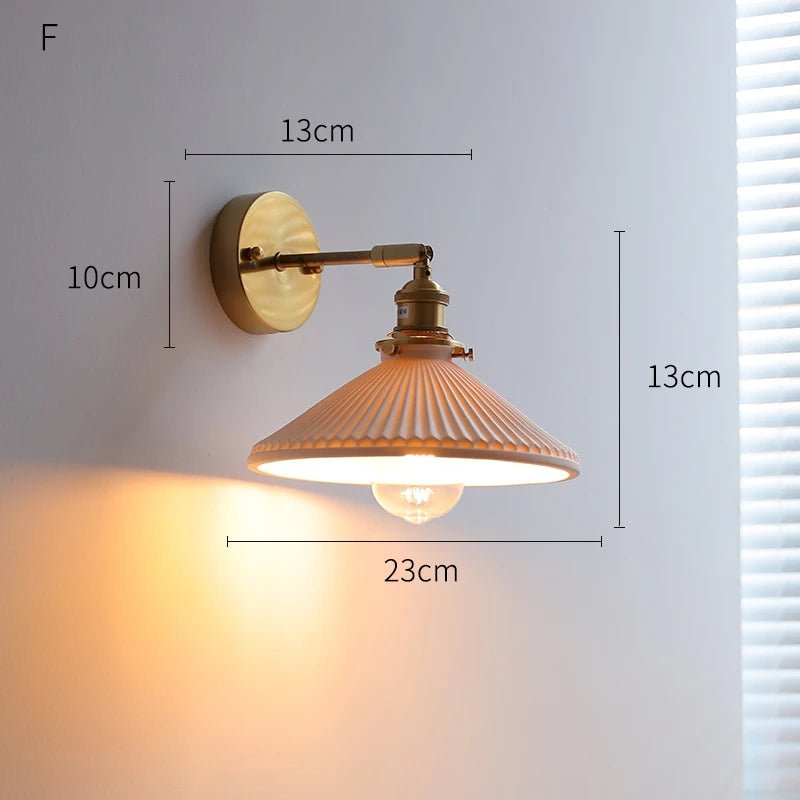 Nordic Ceramic Wall Sconce – Modern LED Light with Knob Switch - Grace & Ashes
