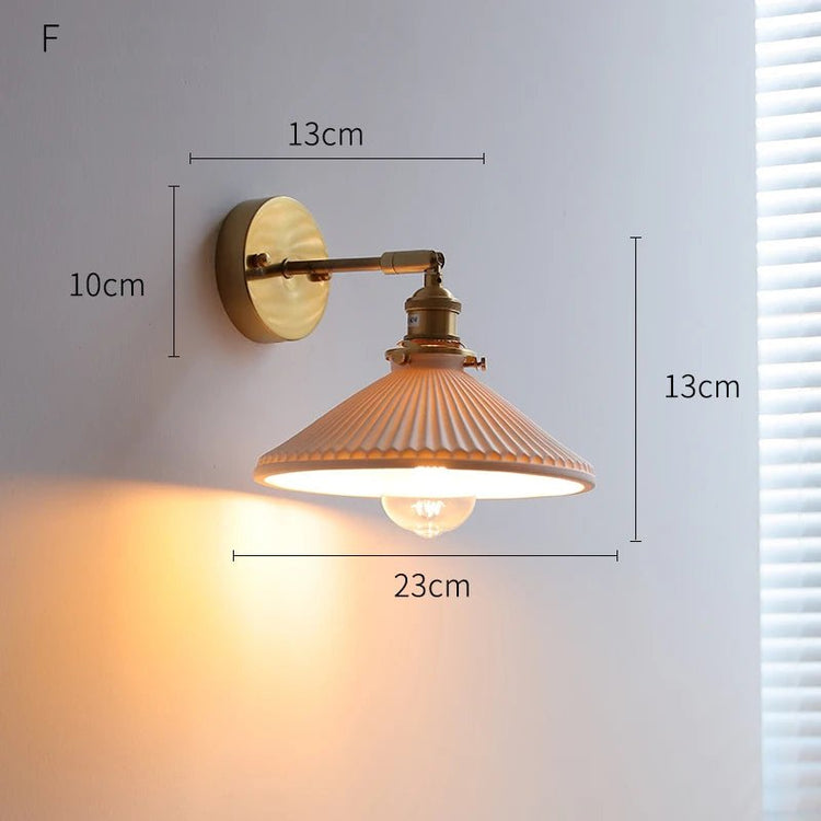 Nordic Ceramic Wall Sconce – Modern LED Light with Knob Switch - Grace & Ashes