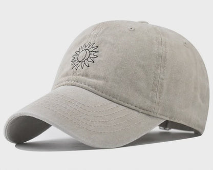 Sunflower Cap, Embroidered Cotton Baseball Cap