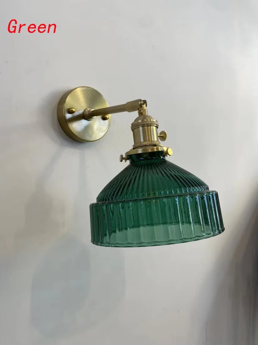 Ribbed Teal Glass Wall Light - Grace & Ashes