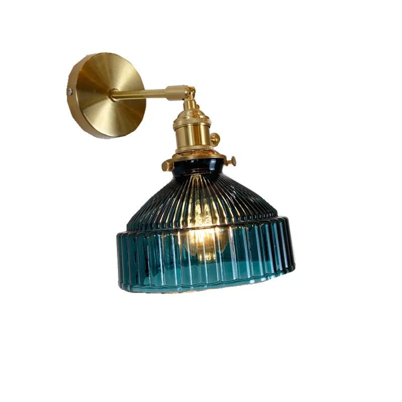 Ribbed Teal Glass Wall Light - Grace & Ashes