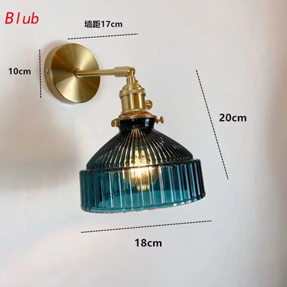 Ribbed Teal Glass Wall Light - Grace & Ashes