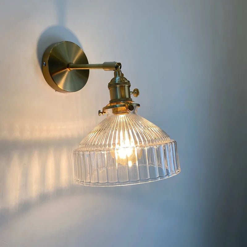Ribbed Teal Glass Wall Light - Grace & Ashes