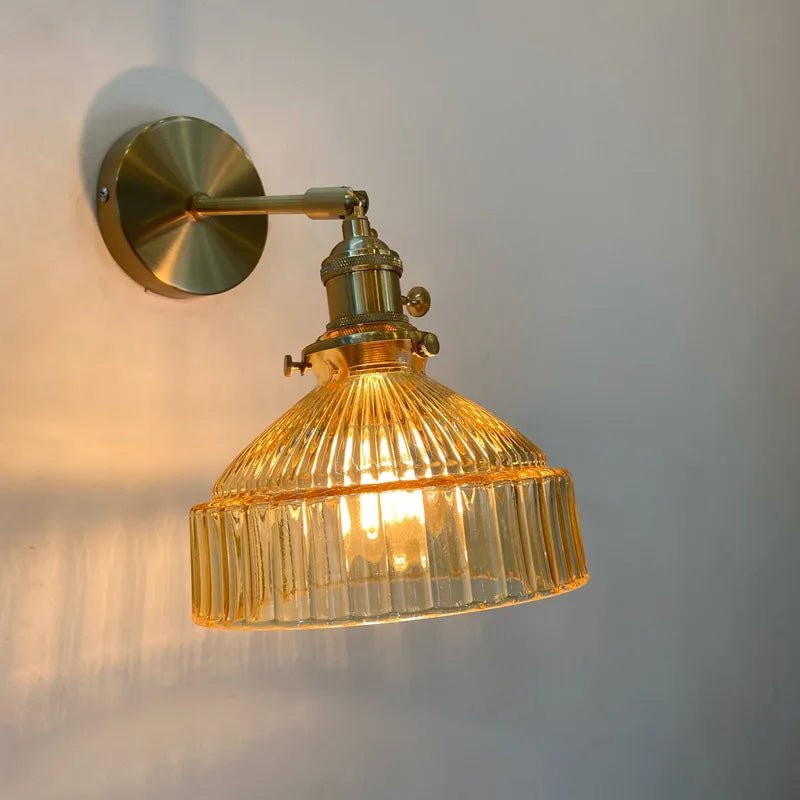 Ribbed Teal Glass Wall Light - Grace & Ashes
