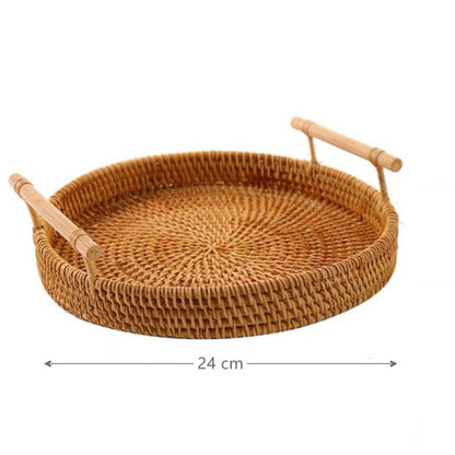 Round Rattan Serving Tray - Grace & Ashes