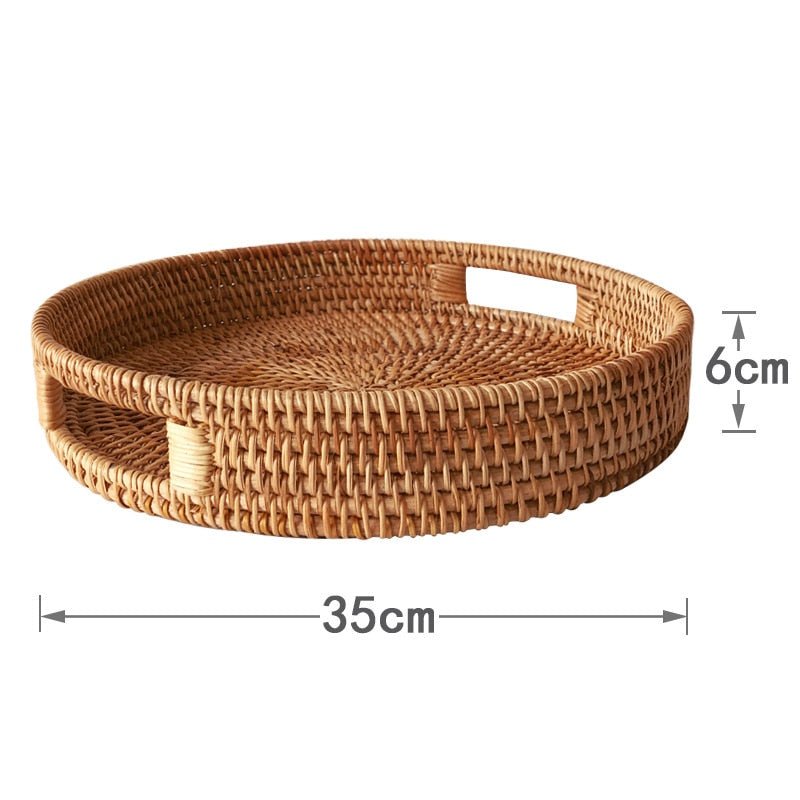 Round Rattan Serving Tray - Grace & Ashes