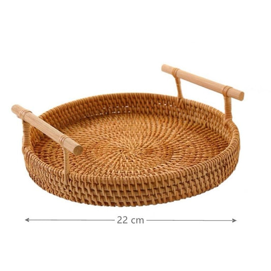 Round Rattan Serving Tray - Grace & Ashes