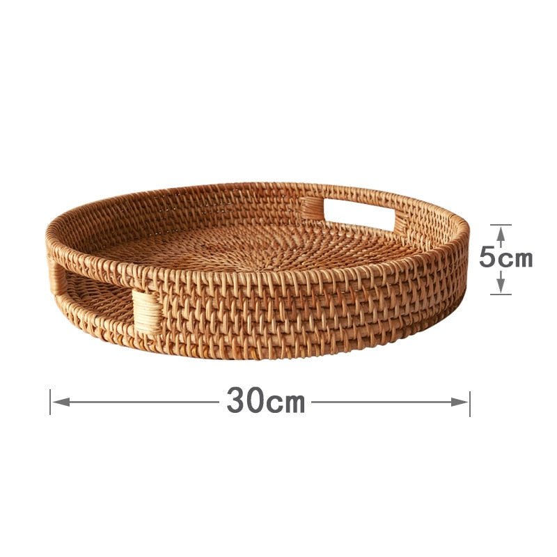 Round Rattan Serving Tray - Grace & Ashes