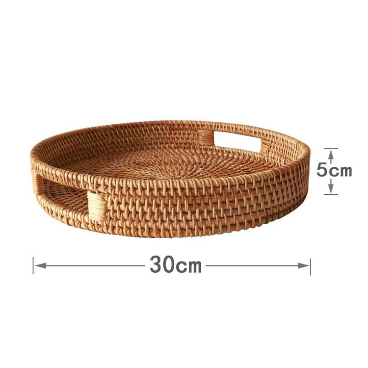 Round Rattan Serving Tray - Grace & Ashes