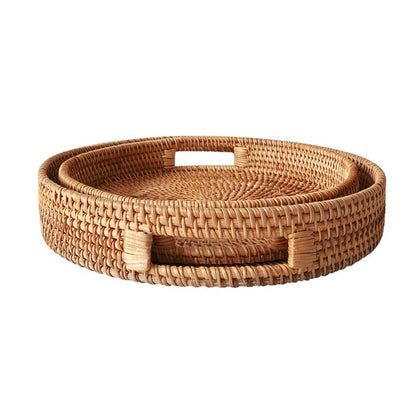 Round Rattan Serving Tray - Grace & Ashes