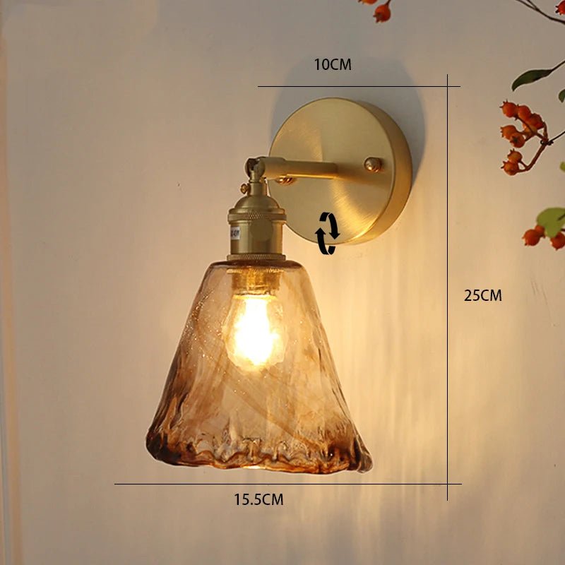 Vintage Brass & Glass Wall Lamp – Nordic Japanese Style - Grace & Ashes
