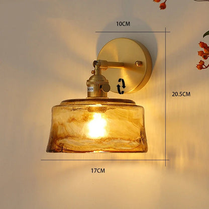Vintage Brass & Glass Wall Lamp – Nordic Japanese Style - Grace & Ashes