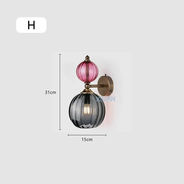 Vintage Glass Globe Wall Sconce – Colored Stained Glass Light - Grace & Ashes