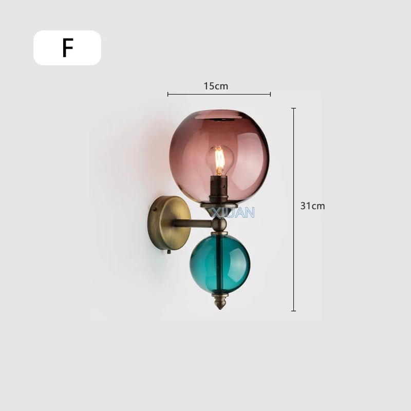 Vintage Glass Globe Wall Sconce – Colored Stained Glass Light - Grace & Ashes