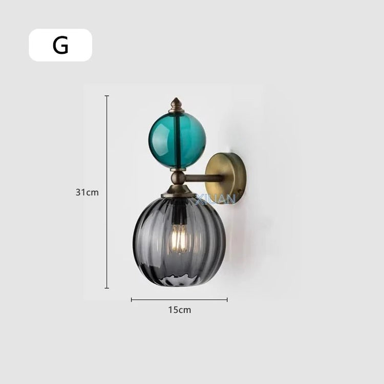 Vintage Glass Globe Wall Sconce – Colored Stained Glass Light - Grace & Ashes