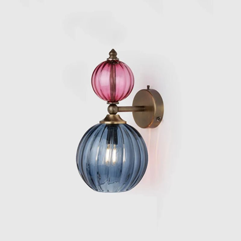Vintage Glass Globe Wall Sconce – Colored Stained Glass Light - Grace & Ashes