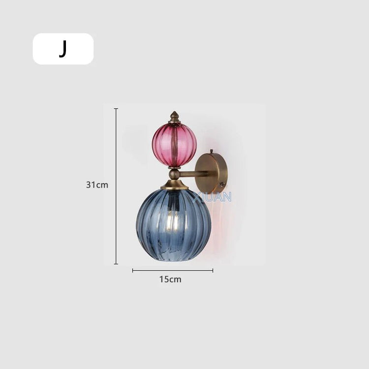 Vintage Glass Globe Wall Sconce – Colored Stained Glass Light - Grace & Ashes
