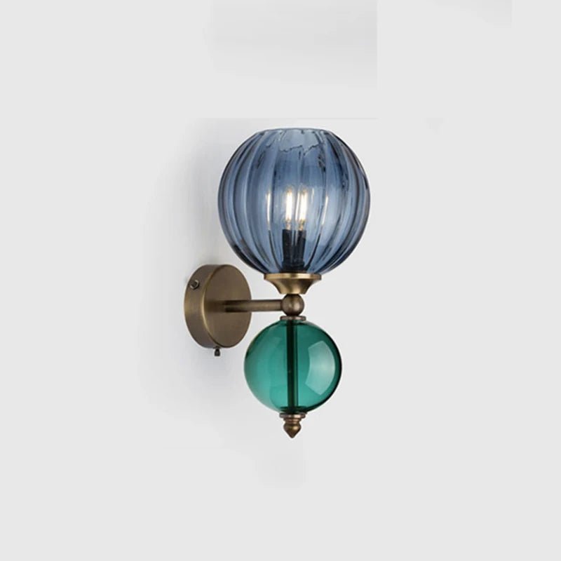 Vintage Glass Globe Wall Sconce – Colored Stained Glass Light - Grace & Ashes