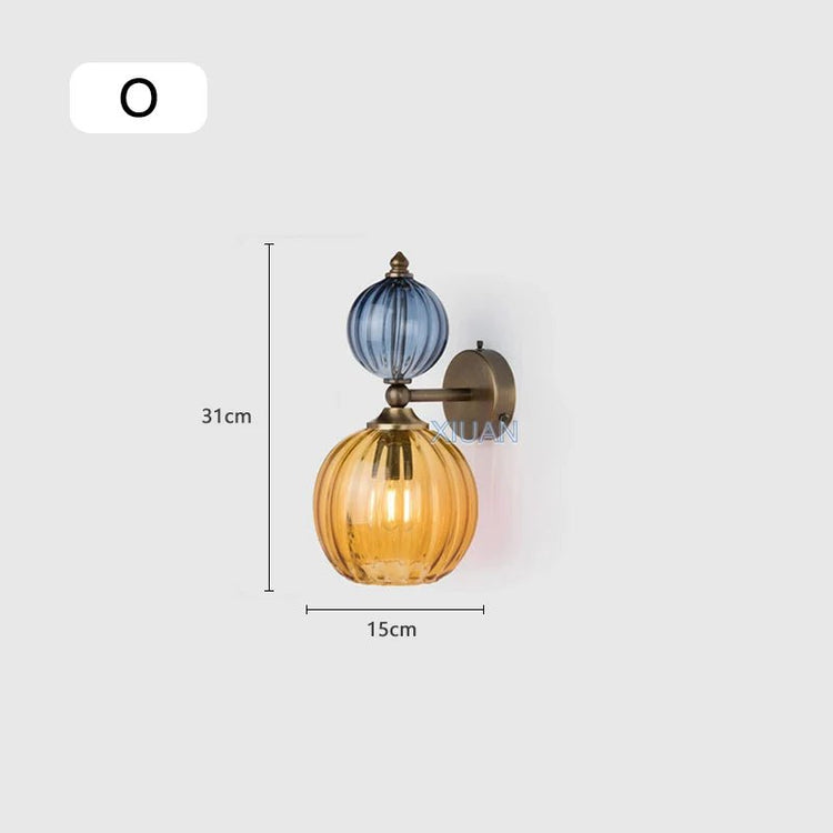 Vintage Glass Globe Wall Sconce – Colored Stained Glass Light - Grace & Ashes