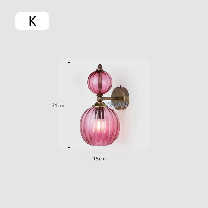 Vintage Glass Globe Wall Sconce – Colored Stained Glass Light - Grace & Ashes
