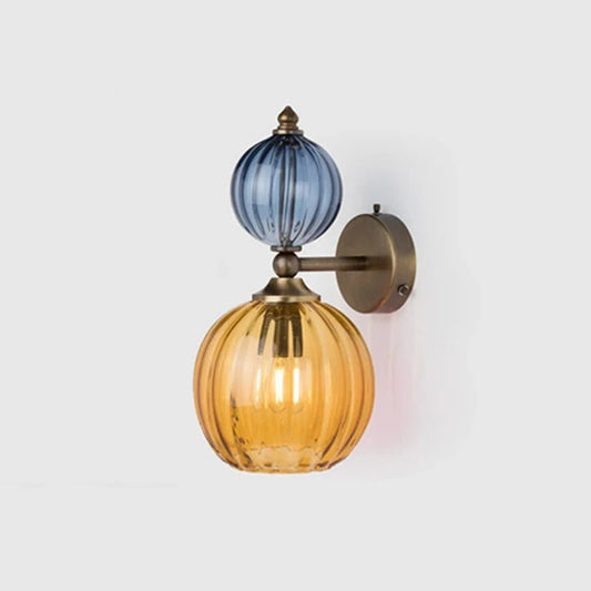 Vintage Glass Globe Wall Sconce – Colored Stained Glass Light - Grace & Ashes