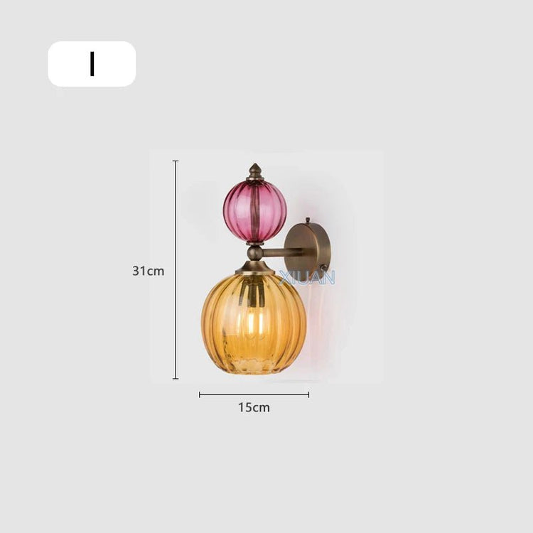 Vintage Glass Globe Wall Sconce – Colored Stained Glass Light - Grace & Ashes