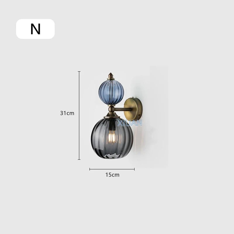 Vintage Glass Globe Wall Sconce – Colored Stained Glass Light - Grace & Ashes